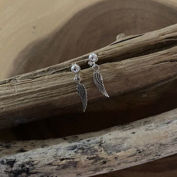 Wing Sterling Silver Drop Earrings - Picture 2 of 3